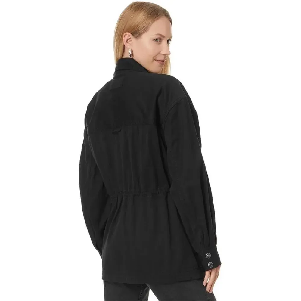 Free People Arya Jacket Women Small Black 100% Cotton Long Sleeve Utility DAB177 - Picture 7 of 10